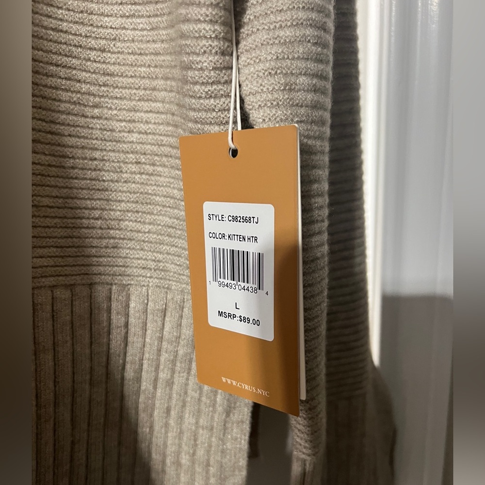 Cyrus Taupe Ribbed Mock Neck Sweater - Picture 2 of 4